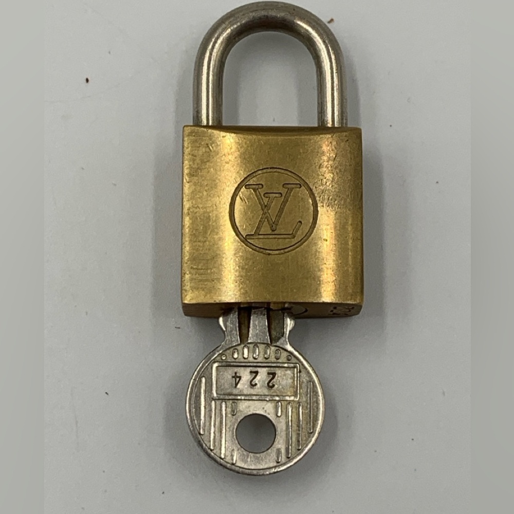 Authentic Louis Vuitton Brass Padlock & Key Set #224 - Vintage LV Lock
